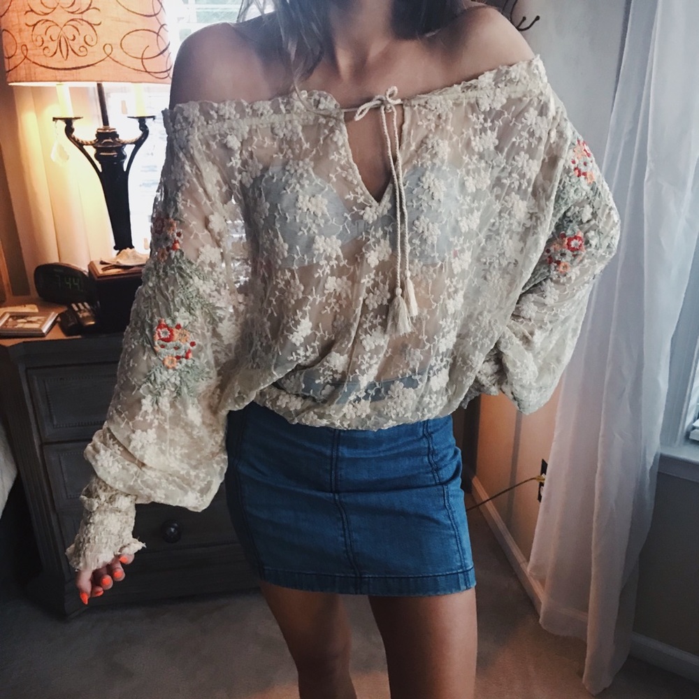 Off the Shoulder Beige Free People Top